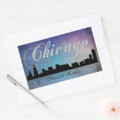 Colorful Chicago Illinois skyline Rechteckiger Aufkleber (Umschlag)
