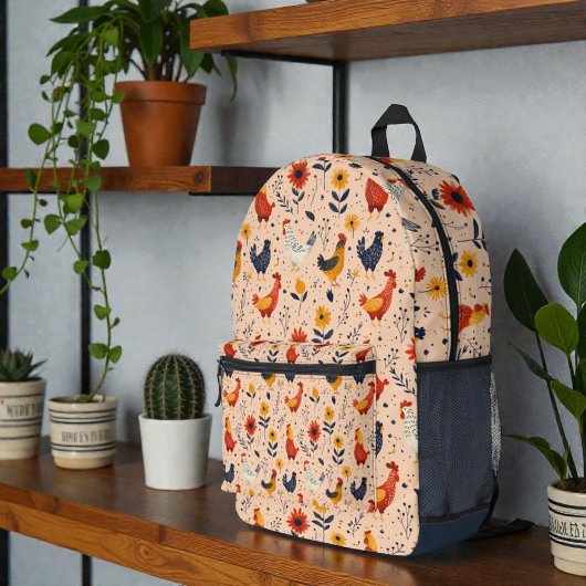 Colorful Chicken Art Pattern Background Bedruckter Rucksack