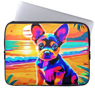 Colorful Chihuahua Puppy auf Sunset Beach Laptopschutzhülle