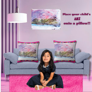 Colorful Child's Artwork Mountain Kissen