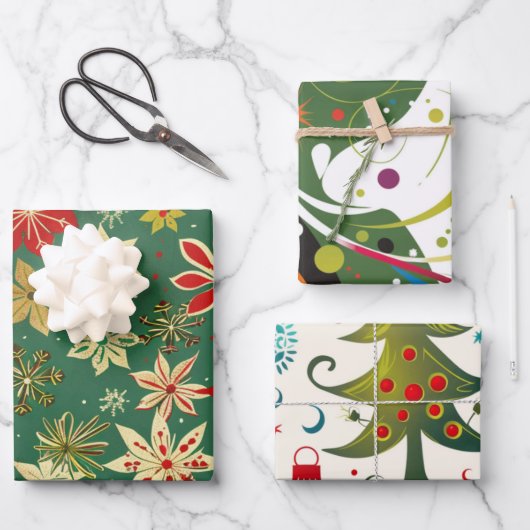 Colorful Christmas Festive Classic Geschenkpapier Set (Vorderseite)
