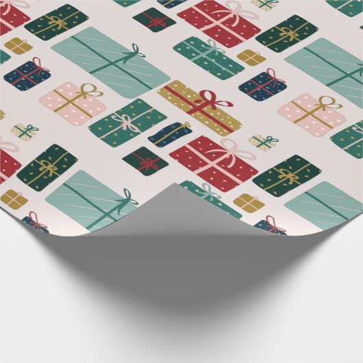 Colorful Christmas Gift Box Patterns Geschenkpapier (Ecke)
