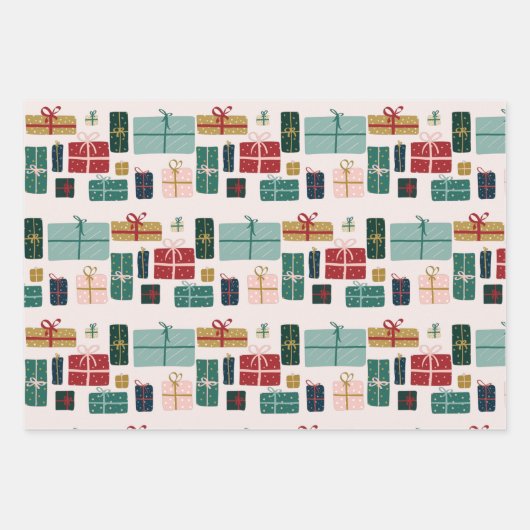 Colorful Christmas Gift Box Patterns Geschenkpapier Set (Vorderseite 3)