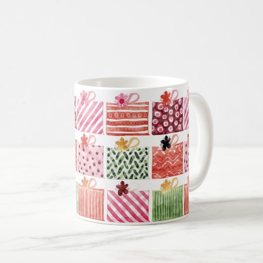 Colorful Christmas Gift Pattern Kaffeetasse (VorderseiteRechts)