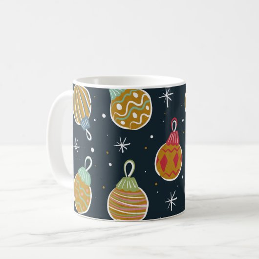 Colorful Christmas Ornament Pattern Mug Kaffeetasse (Vorderseite Links)