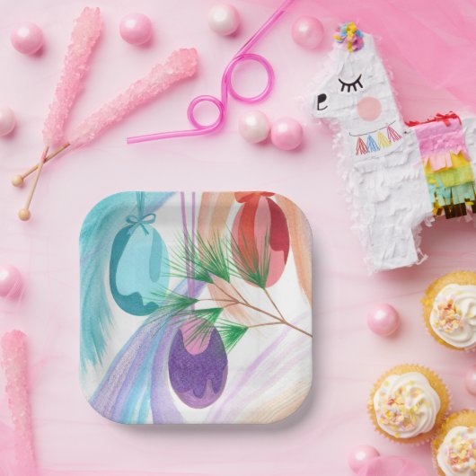 Colorful Christmas Ornaments Paper Plates Pappteller (Party)