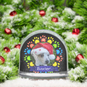 Colorful Christmas Paws Custom Pet Photo Schneekugeln (Weihnachten)