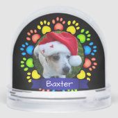 Colorful Christmas Paws Custom Pet Photo Schneekugeln (Rückseite)