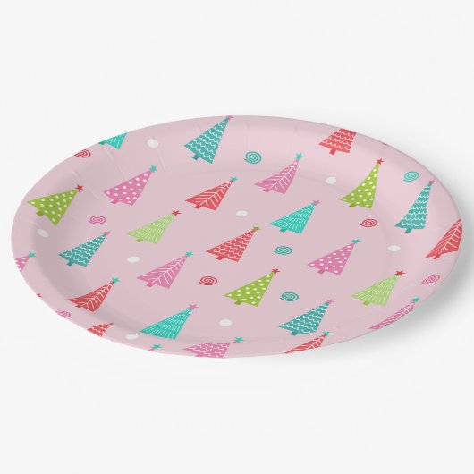 Colorful Christmas Plates Pappteller (Schrägansicht)