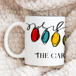 Colorful Christmas String Lights Watercolor Sketch Kaffeetasse