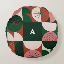 Colorful Christmas Themed Grid Of Holiday Icons Rundes Kissen