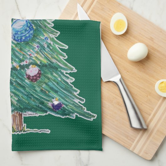 Colorful Christmas Tree Geschirrtuch (Viertel Falte)