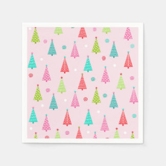 Colorful Christmas Tree Holiday Paper Napkin Serviette
