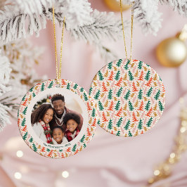 Colorful Christmas Tree Photo Keramik Ornament