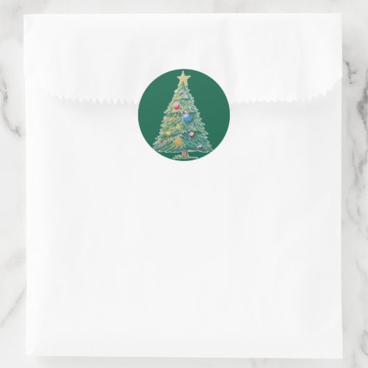 Colorful Christmas Tree Runder Aufkleber (Tasche)