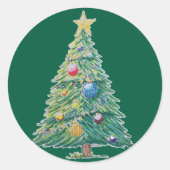 Colorful Christmas Tree Runder Aufkleber (Vorderseite)