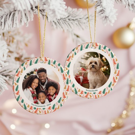 Colorful Christmas Tree Two Photos Keramik Ornament