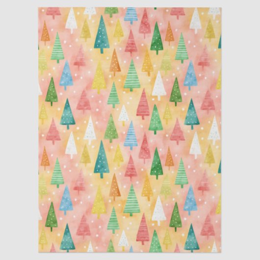 Colorful Christmas Trees – Festive Rainbow Holiday Seidenpapier (Vorderseite)
