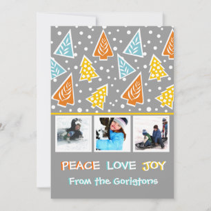 Colorful Christmas trees modern photo flat card Feiertagskarte
