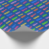 Colorful Christmas Trees on Blue Geschenkpapier (Ecke)