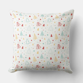 Colorful Christmas Trees & Stars Pillow  Kissen