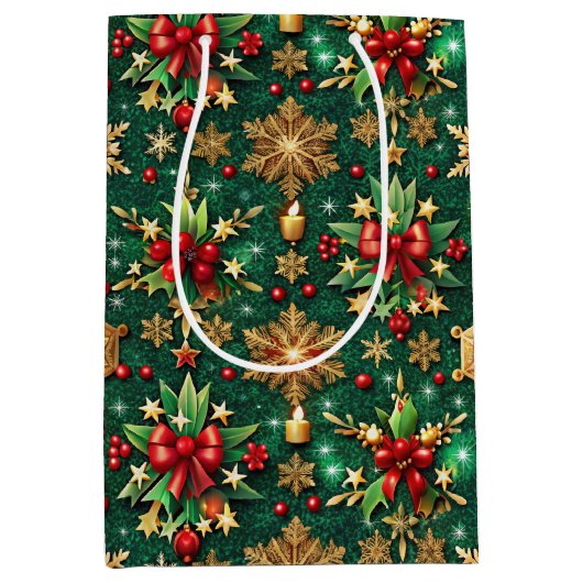Colorful Christmas Vibe Festive Pattern Mittlere Geschenktüte (Vorderseite)
