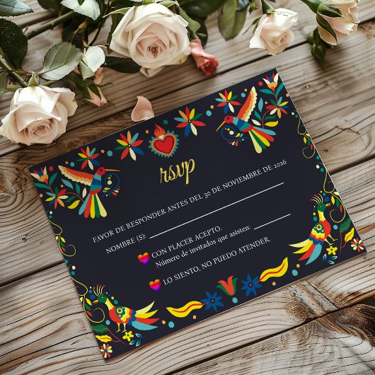 Colorful Cinco de Mayo Fiesta Spanish Wedding RSVP Karte