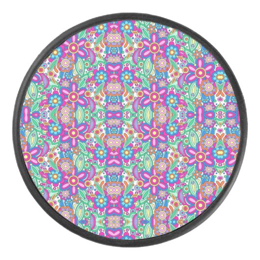Colorful circular floral pattern with symmetrical  eishockey puck (Vorderseite)