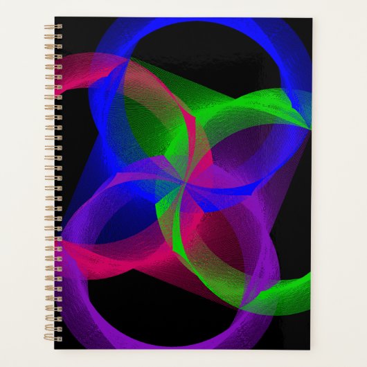 Colorful Circular Geometric Blend Spiral Planner Planer (Vorderseite)