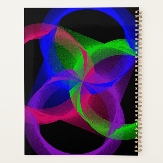 Colorful Circular Geometric Blend Spiral Planner Planer (Rückseite)