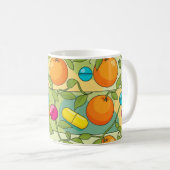 Colorful Citrus & Vitamin Pill Pattern Kaffeetasse (VorderseiteRechts)
