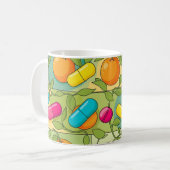 Colorful Citrus & Vitamin Pill Pattern Kaffeetasse (Vorderseite Links)