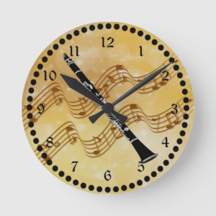 Colorful Clarinet Design Runde Wanduhr
