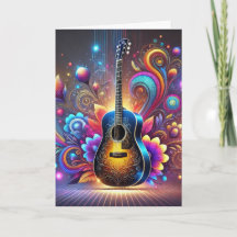 Colorful Classical Guitar Birthday Card