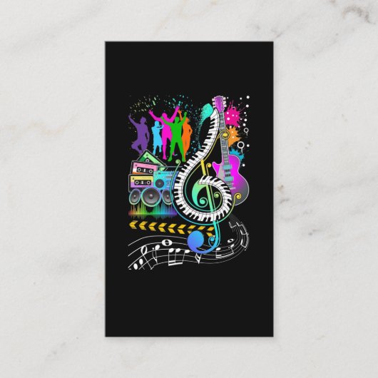 Colorful Clef Music Note Musician Pianist Visitenkarte (Vorderseite)