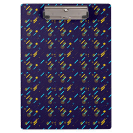 Colorful clipboard featuring a dark blue backgroun klemmbrett