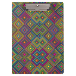 Colorful clipboard with vibrant geometric diamond  klemmbrett