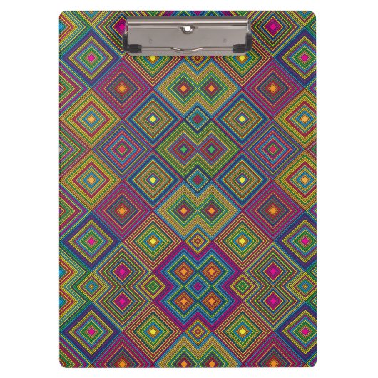 Colorful clipboard with vibrant geometric diamond  klemmbrett (Vorderseite)