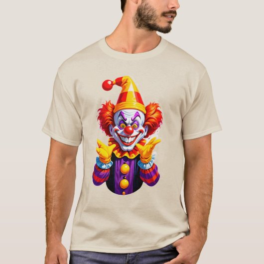 Colorful Clown Character In Bright Costume T-Shirt (Vorderseite)