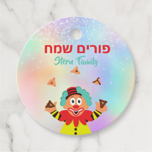 Colorful Clown Hamantaschen Happy Purim Geschenkanhänger