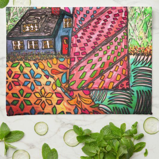 Colorful Coastal Leuchtturm Küche Handtuch (Gefaltet)