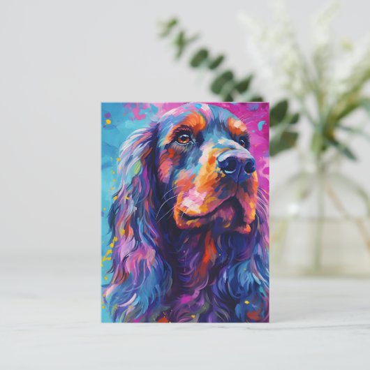Colorful Cocker Spaniel Postkarte (Stehend Vorderseite)