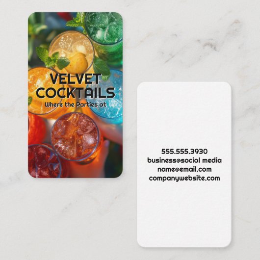 Colorful Cocktail | Top View Visitenkarte (Vorne/Hinten)