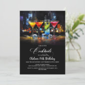Colorful Cocktails Birthday Party Einladung (Stehend Vorderseite)
