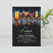 Colorful Cocktails Birthday Party Einladung (Stehend Vorderseite)