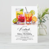 Colorful Cocktails Birthday Party Einladung (Stehend Vorderseite)