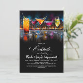 Colorful Cocktails Engagement Party Einladung (Stehend Vorderseite)