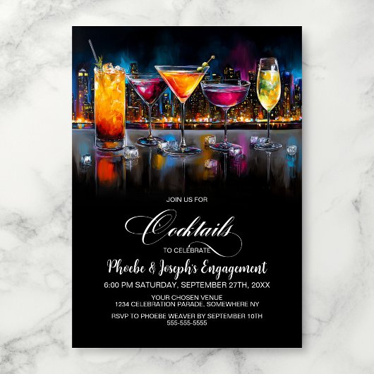 Colorful Cocktails Engagement Party Einladung
