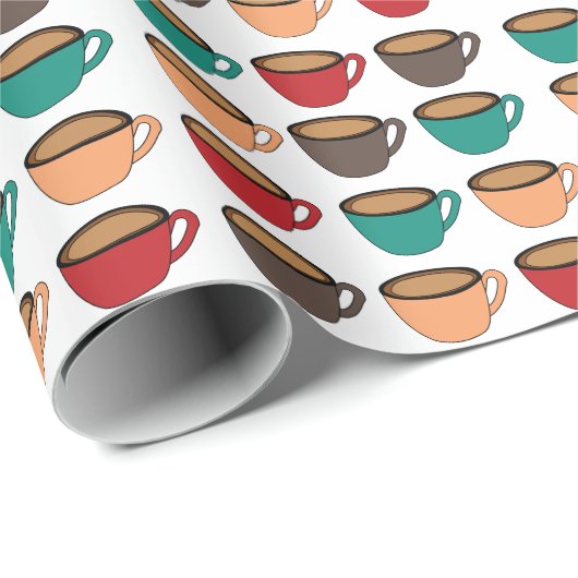 Colorful Coffee Cup Pattern Geschenkpapier (Rolleneckpunkt)