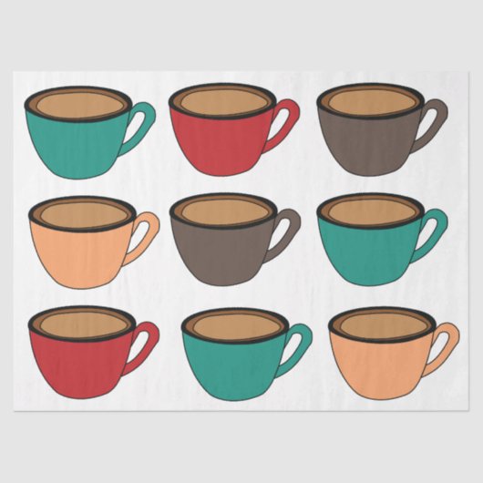 Colorful Coffee Cup Pattern Seidenpapier (Vorderseite)